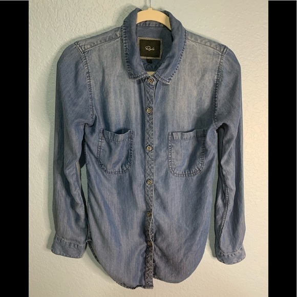 Rails Carter Blue Button Down Chambray Shirt Top - Picture 1 of 7